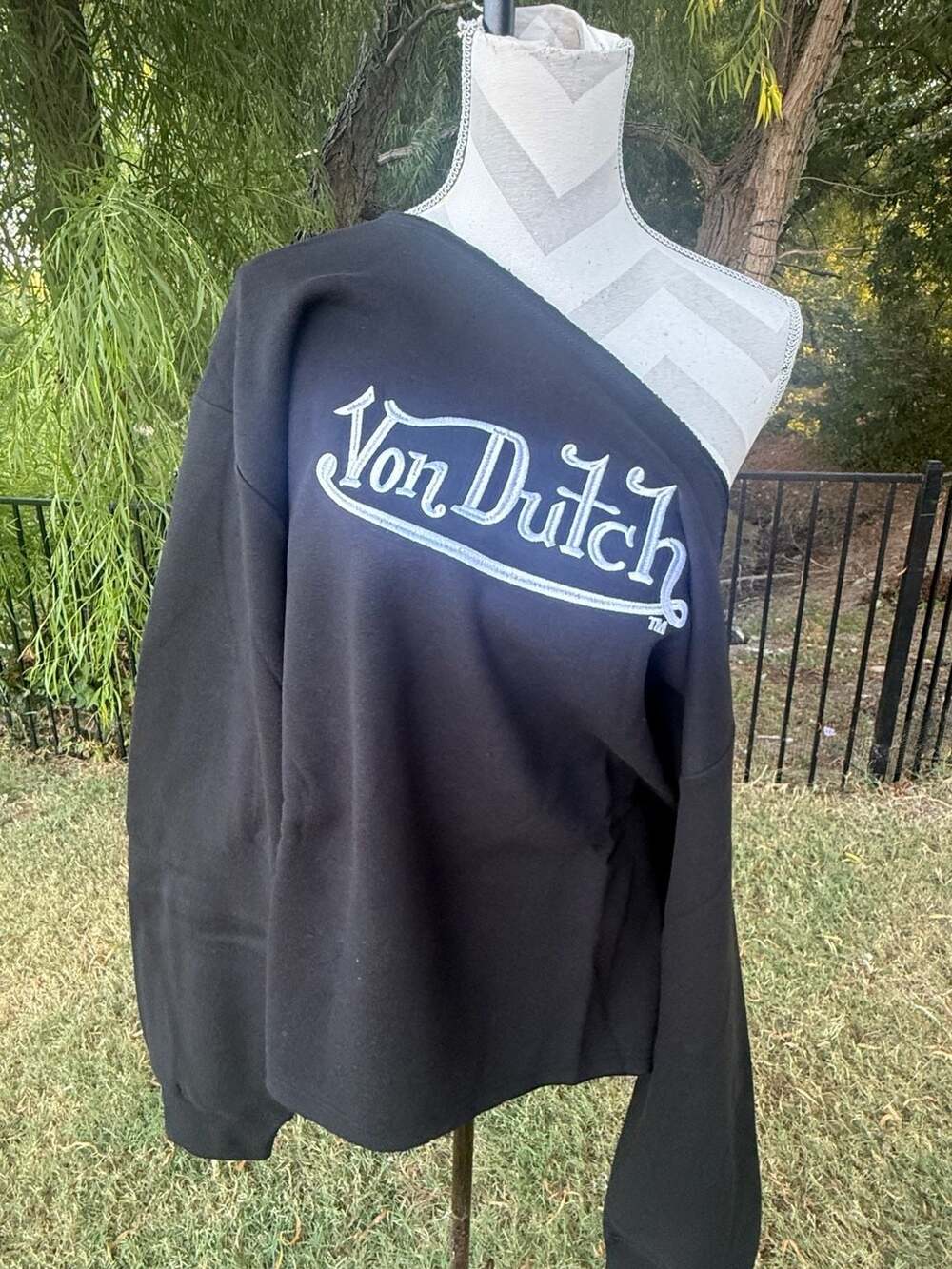Von Dutch 1X Off Shoulder Sweatshirt Black NWT